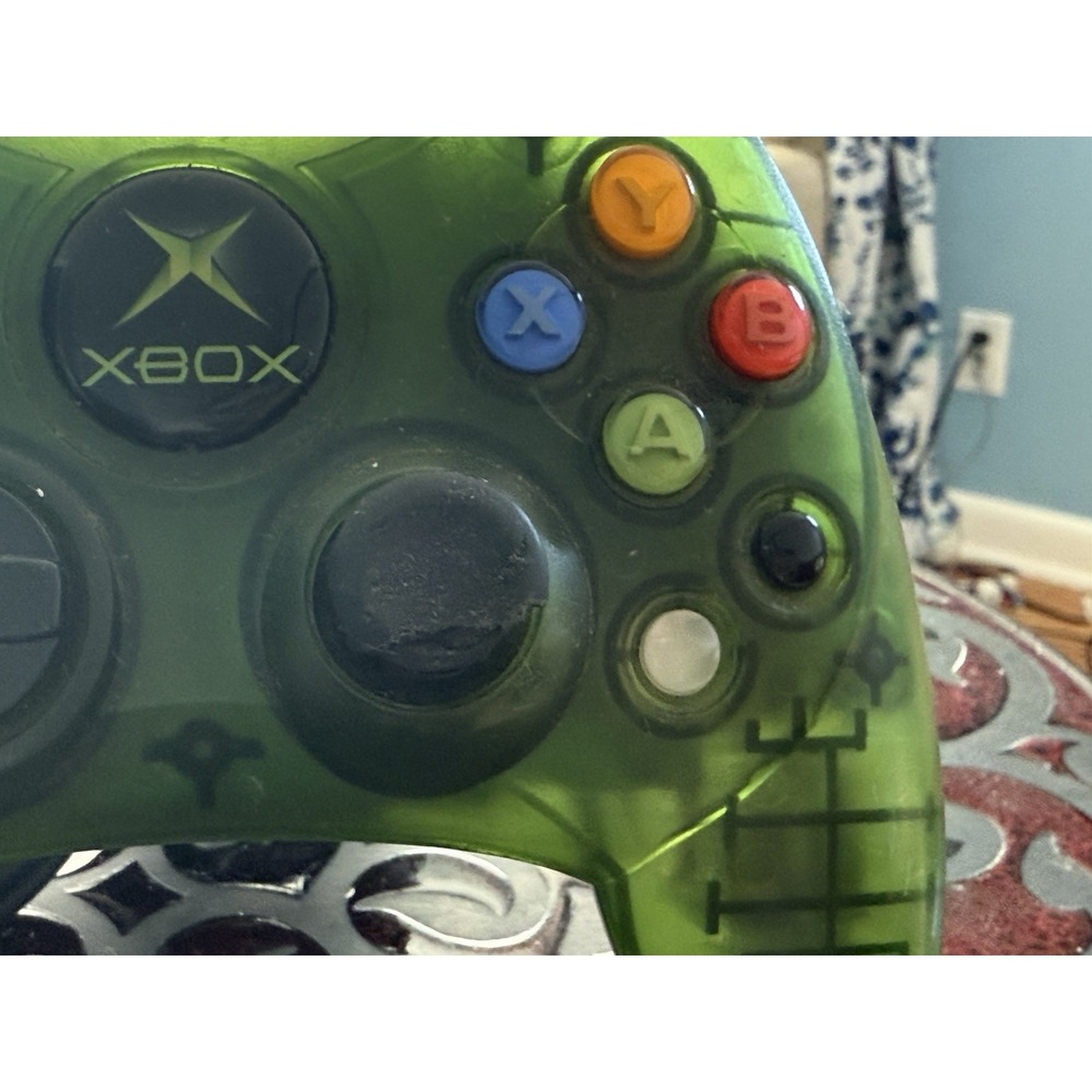 Original Microsoft Xbox Slim Green Halo Controller! ~ Works Great! ~ Authentic! - Picture 2 of 6